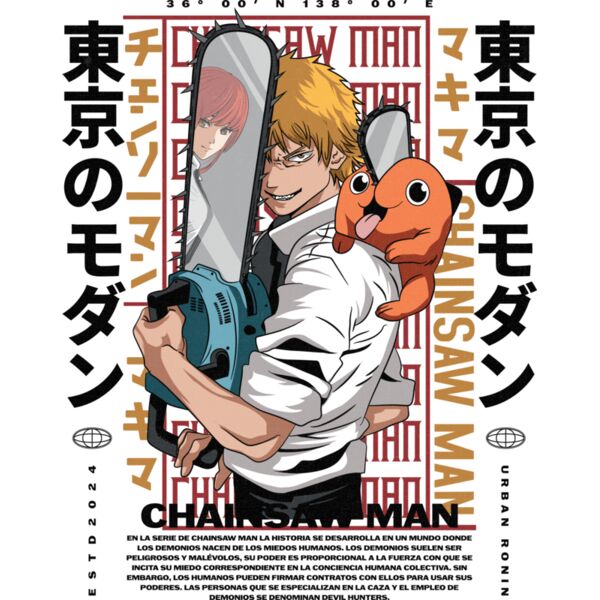 Denji y pochita blancos Miniatura